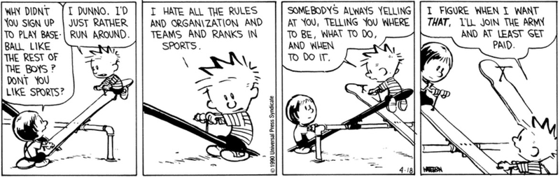 Illustration for article titled Calvin and Hobbes Showed The Trouble With Organized Sports And Father Figures